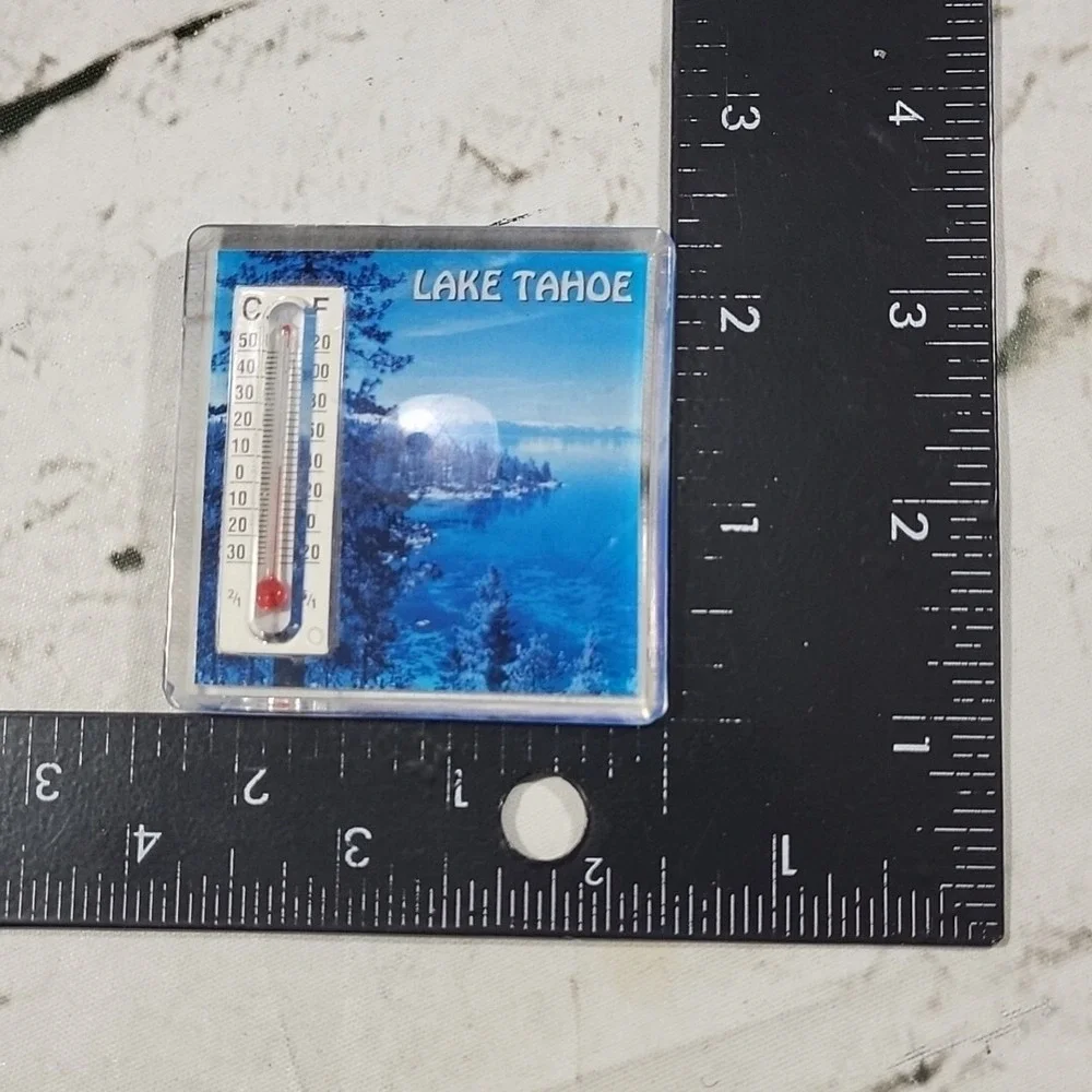 Lake Tahoe Lucite‎ Refrigerator Magnet with Thermometer